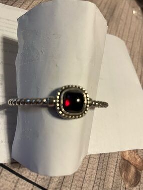 Brighton Silver-Tone Bracelet with Garnet Red Cushion Stone
